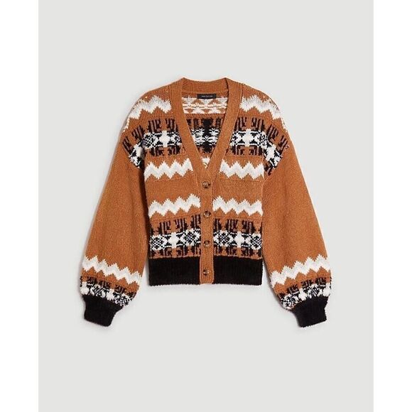 Ann Taylor Fair Isle Boyfriend Cardigan button closure sz Small - Picture 2 of 12